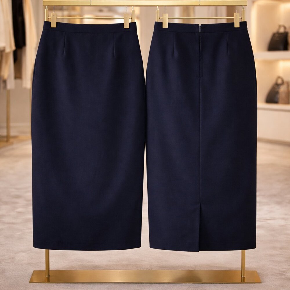 Vintage NWT Alia Navy Fully Lined Pencil Midi Skirt Size 10 Made in Canada - Picture 3 of 9